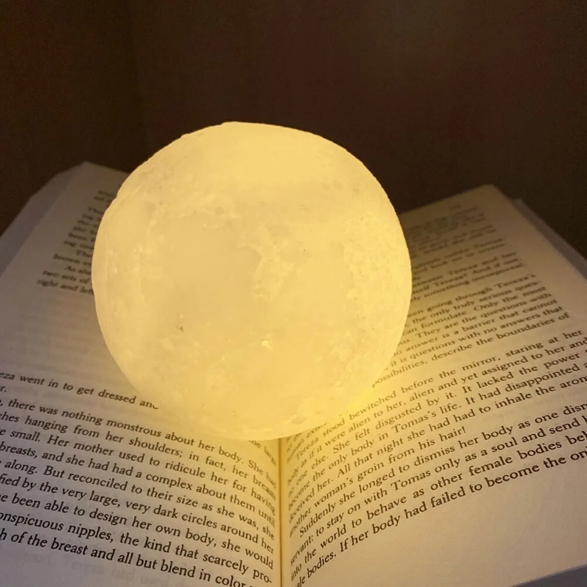 Moon Light Lamp with Wooden Stand – Romantic LED Night Light