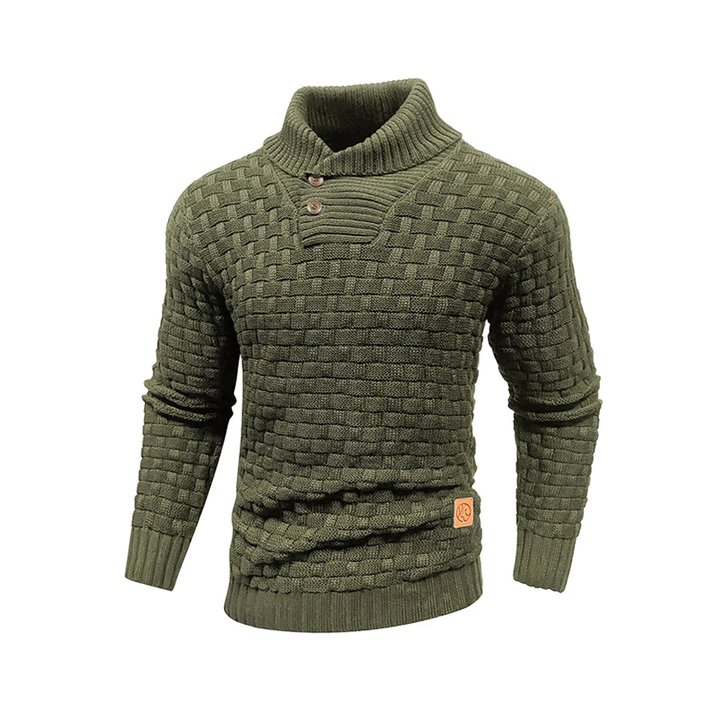 Men’s Winter Knitted Sweater – Soft, Warm & Textured Crew Neck Pullover