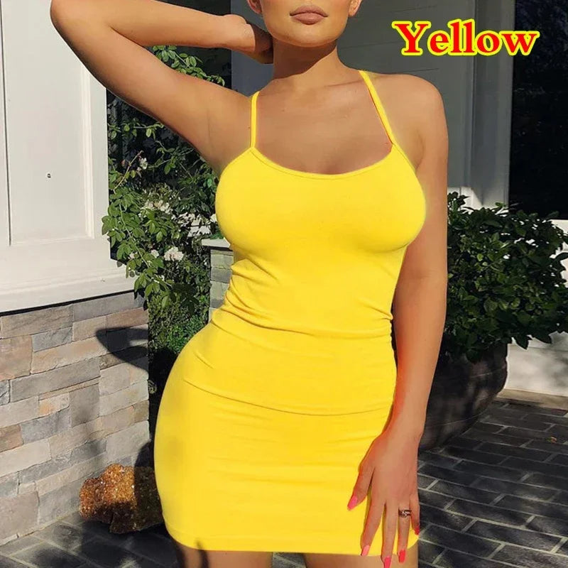 Summer Spaghetti Strap Mini Dress – Sexy Bodycon Club & Party Dress for Women