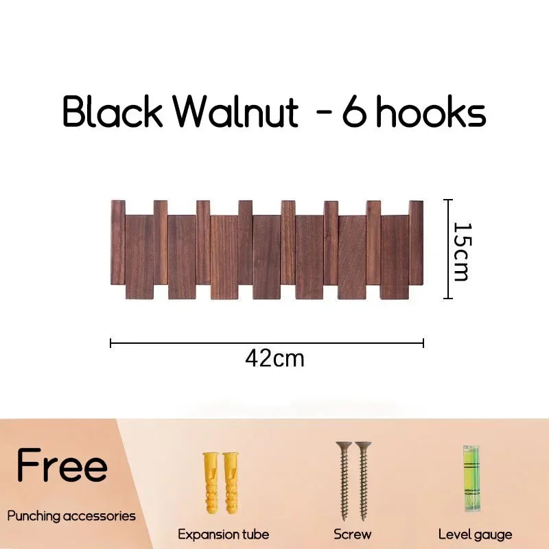 Wall-mounted Solid Wood Coat Rack