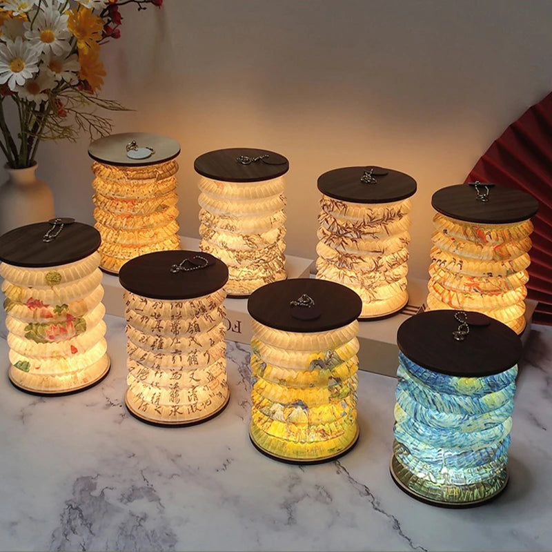Japanese-Style Foldable LED Lantern – Creative Rechargeable Table Lamp