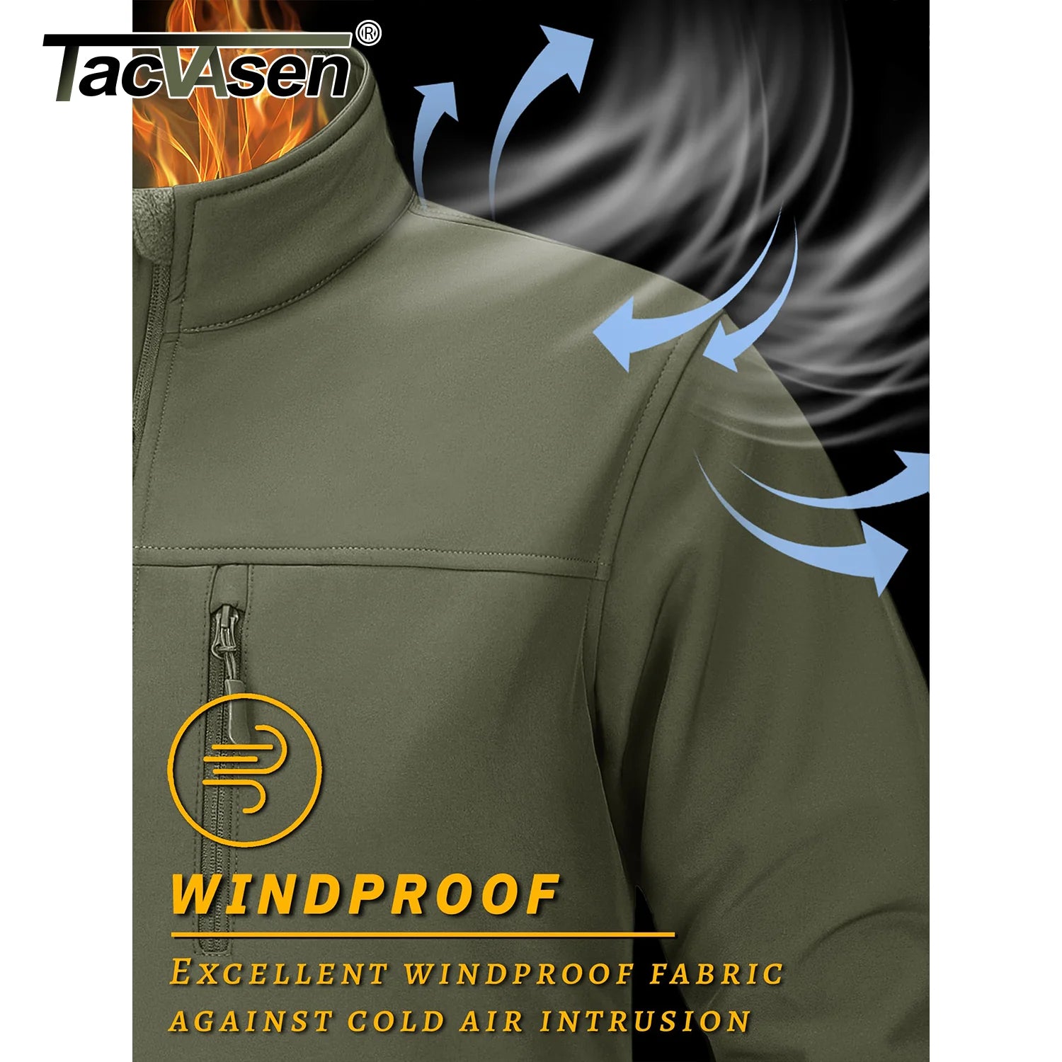 TACVASEN Men’s Waterproof Fleece Lining Windbreaker – Softshell Thermal Outdoor Jacket