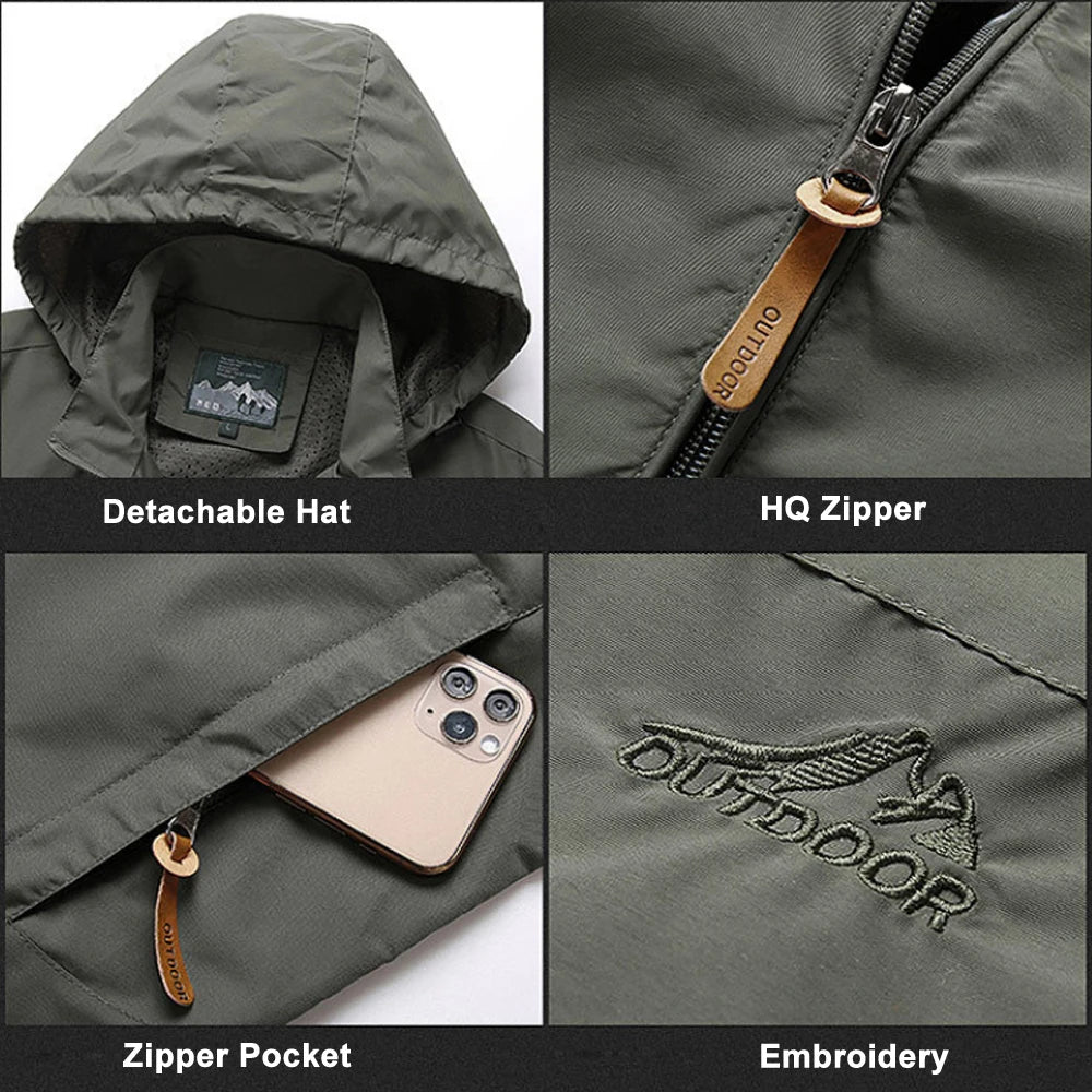 Men’s Tactical Windbreaker Jacket – Waterproof, Lightweight & Hooded