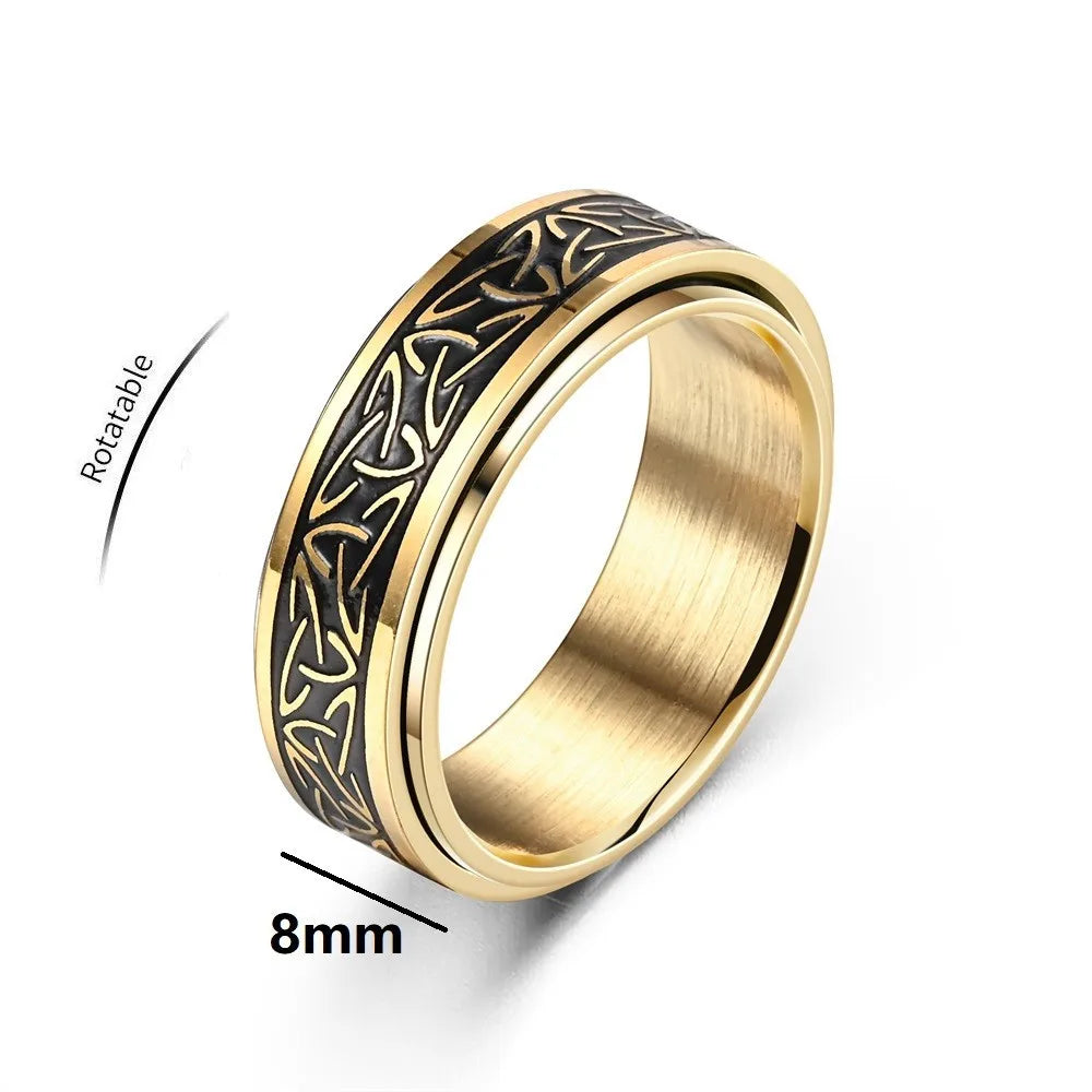 Viking Celtic Knot Rune Spinner Ring for Men
