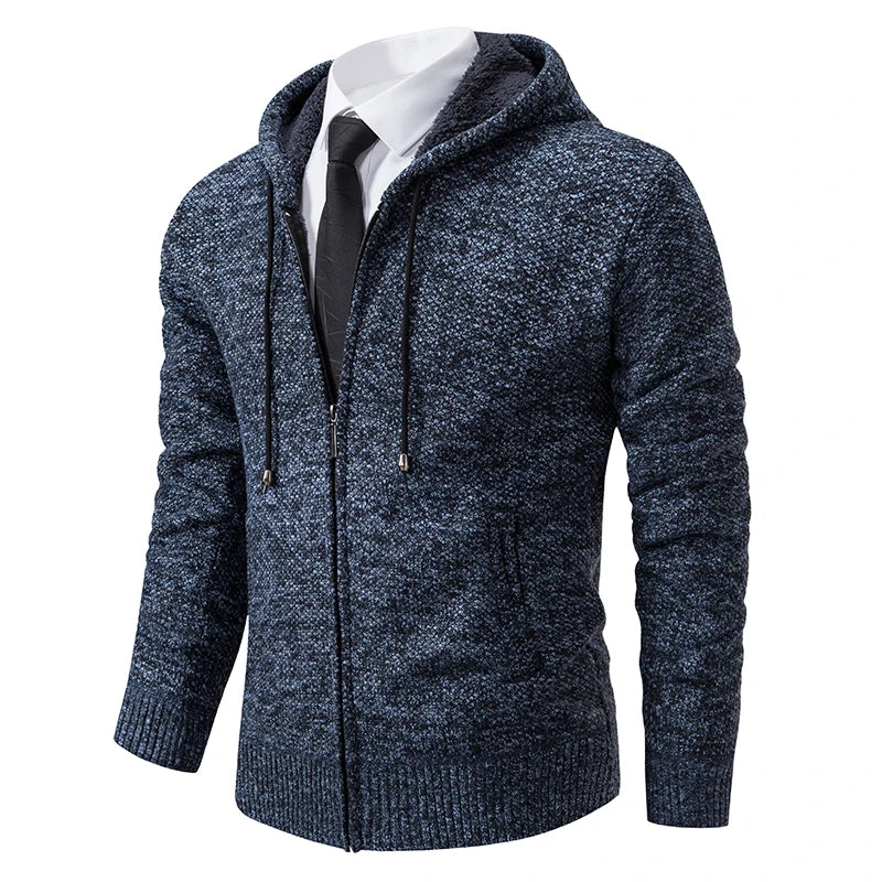 Men’s Casual Fleece Sports Jacket – Warm Zipper Cardigan with Stand Collar