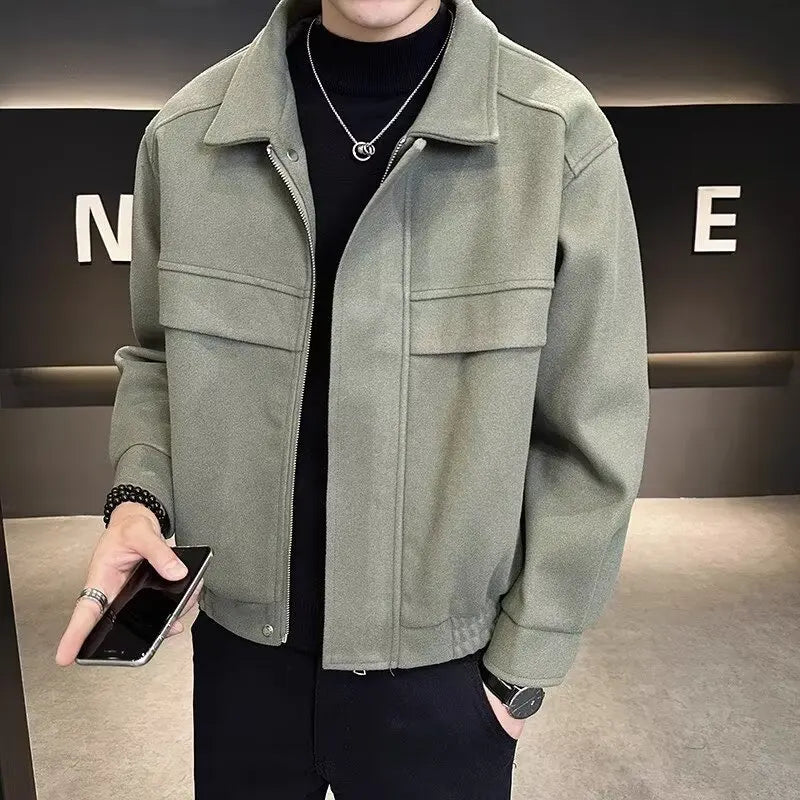 Korean Streetwear Men’s Windbreaker Jacket – Multi-Pocket Urban Hong Kong Style