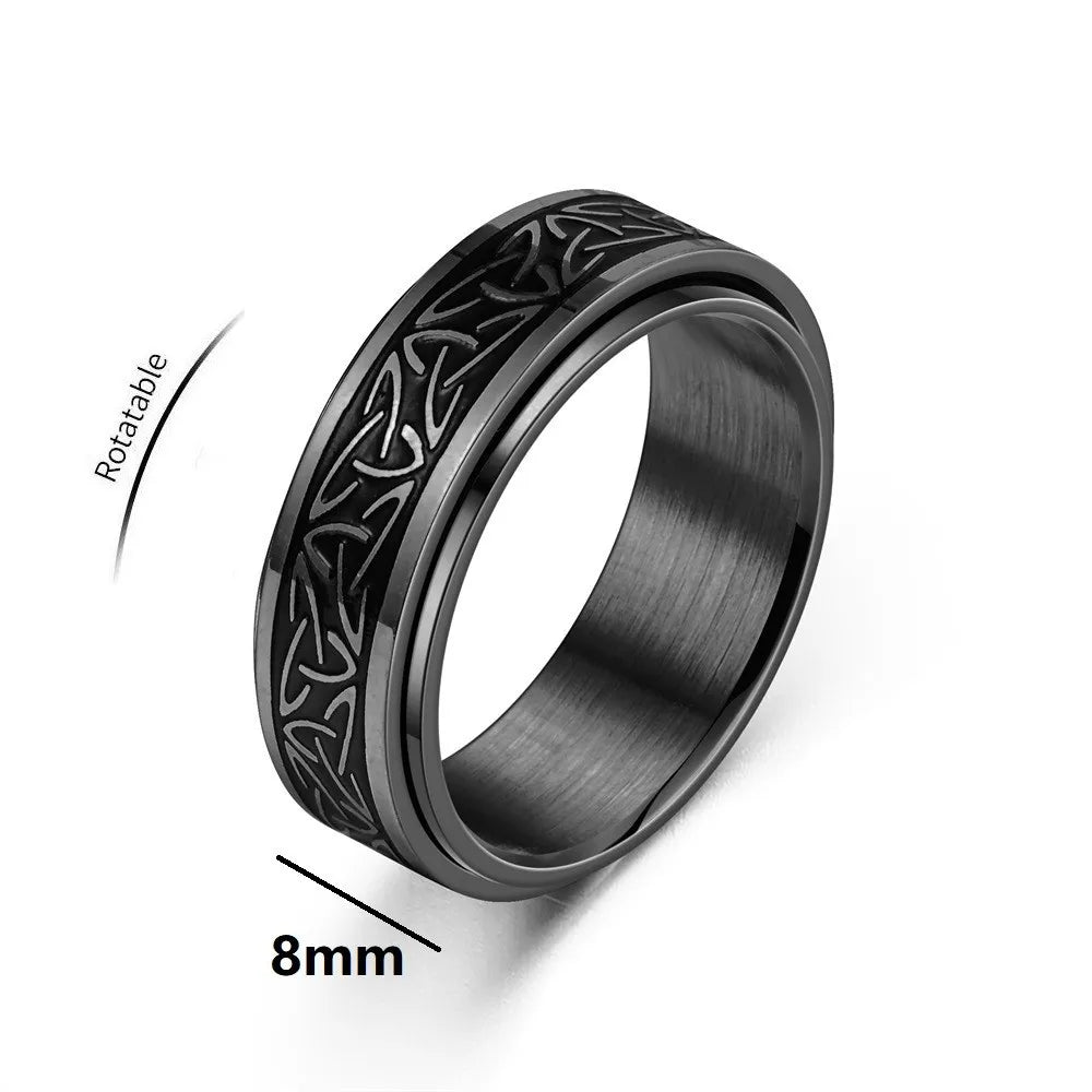 Viking Celtic Knot Rune Spinner Ring for Men