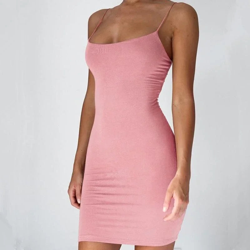 Summer Spaghetti Strap Mini Dress – Sexy Bodycon Club & Party Dress for Women