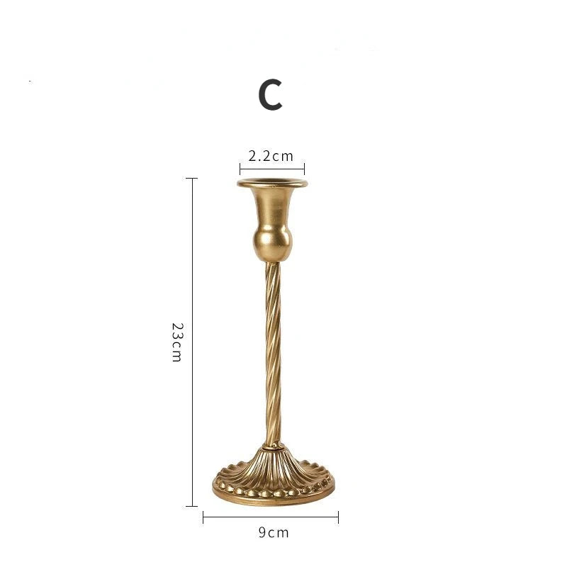 3-Piece Brass Gold Candlestick Holder Set