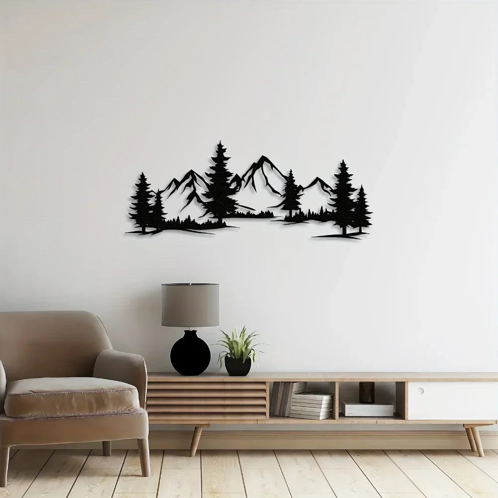 Rustic Metallic Forest & Mountain Wall Art