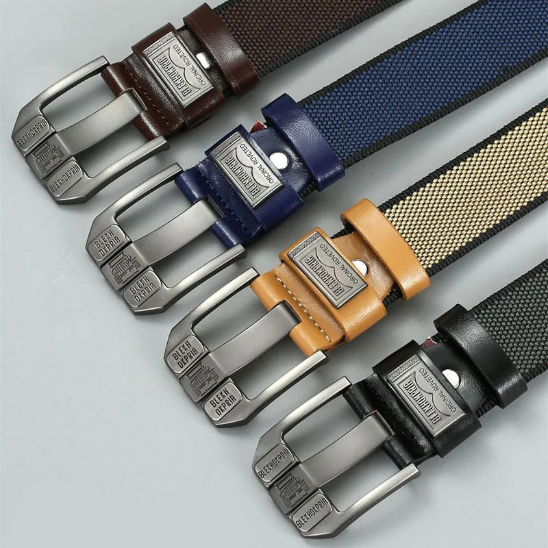 Men’s Retro Canvas Belt with Metal Pin Buckle
