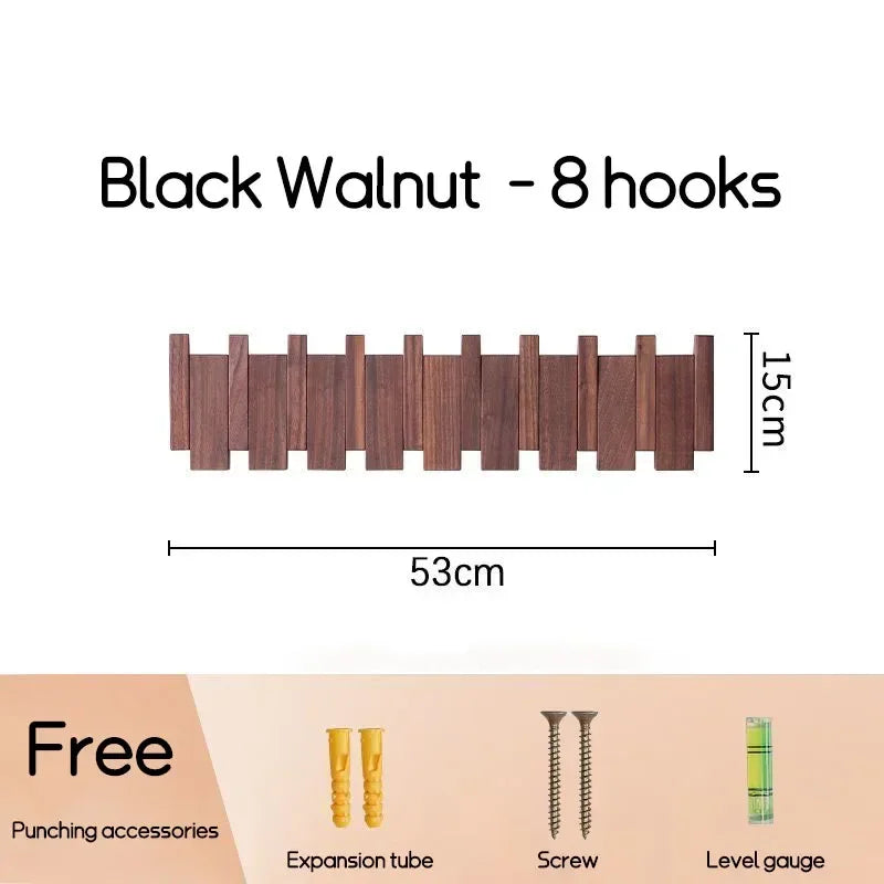 Wall-mounted Solid Wood Coat Rack