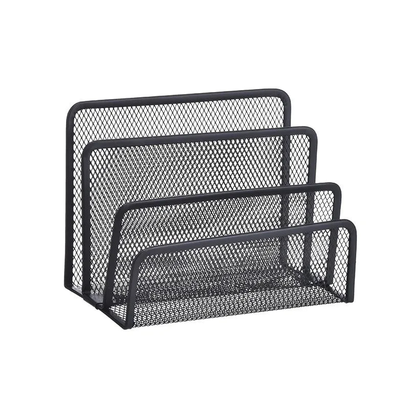 3-Layer Black Metal Desk Organizer