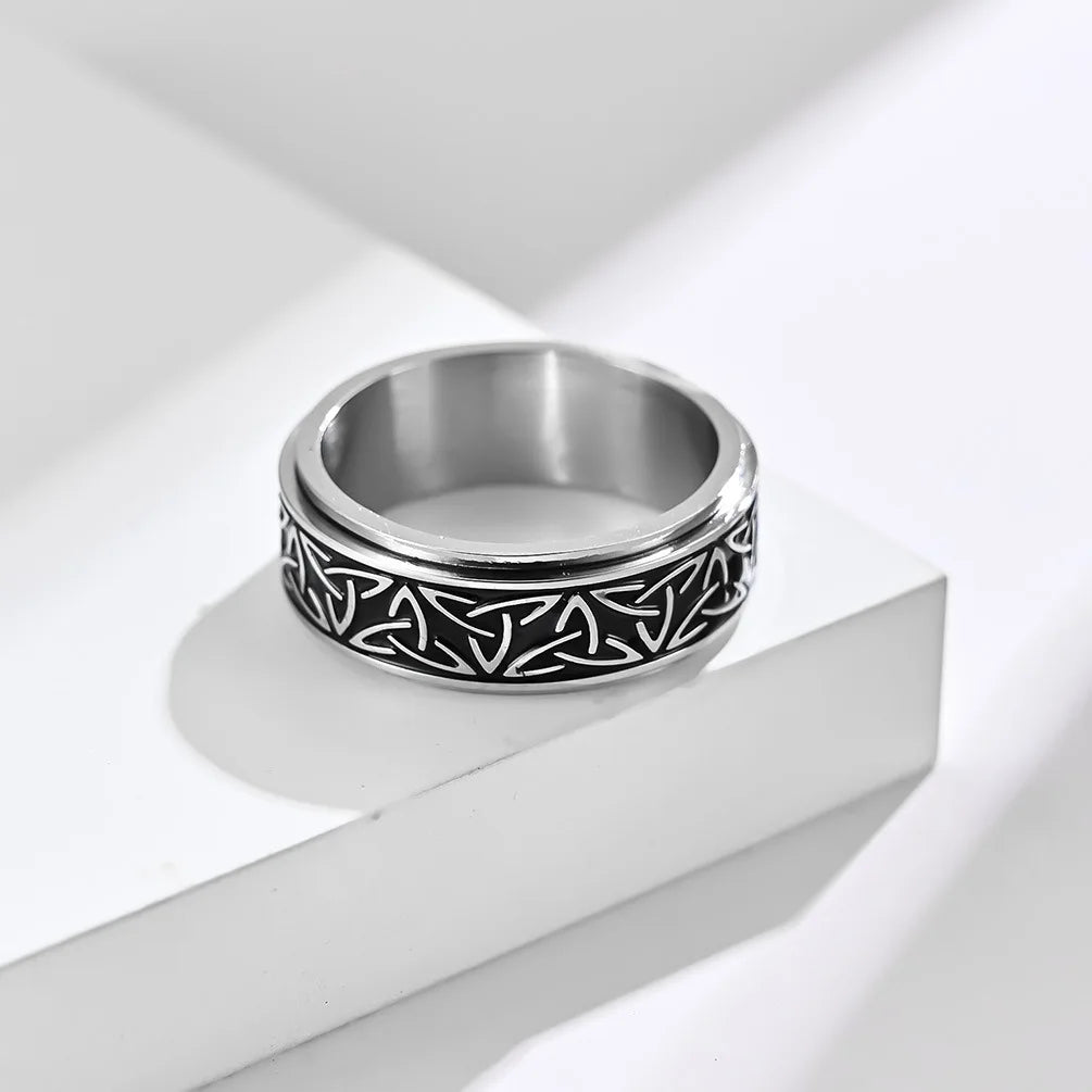 Viking Celtic Knot Rune Spinner Ring for Men