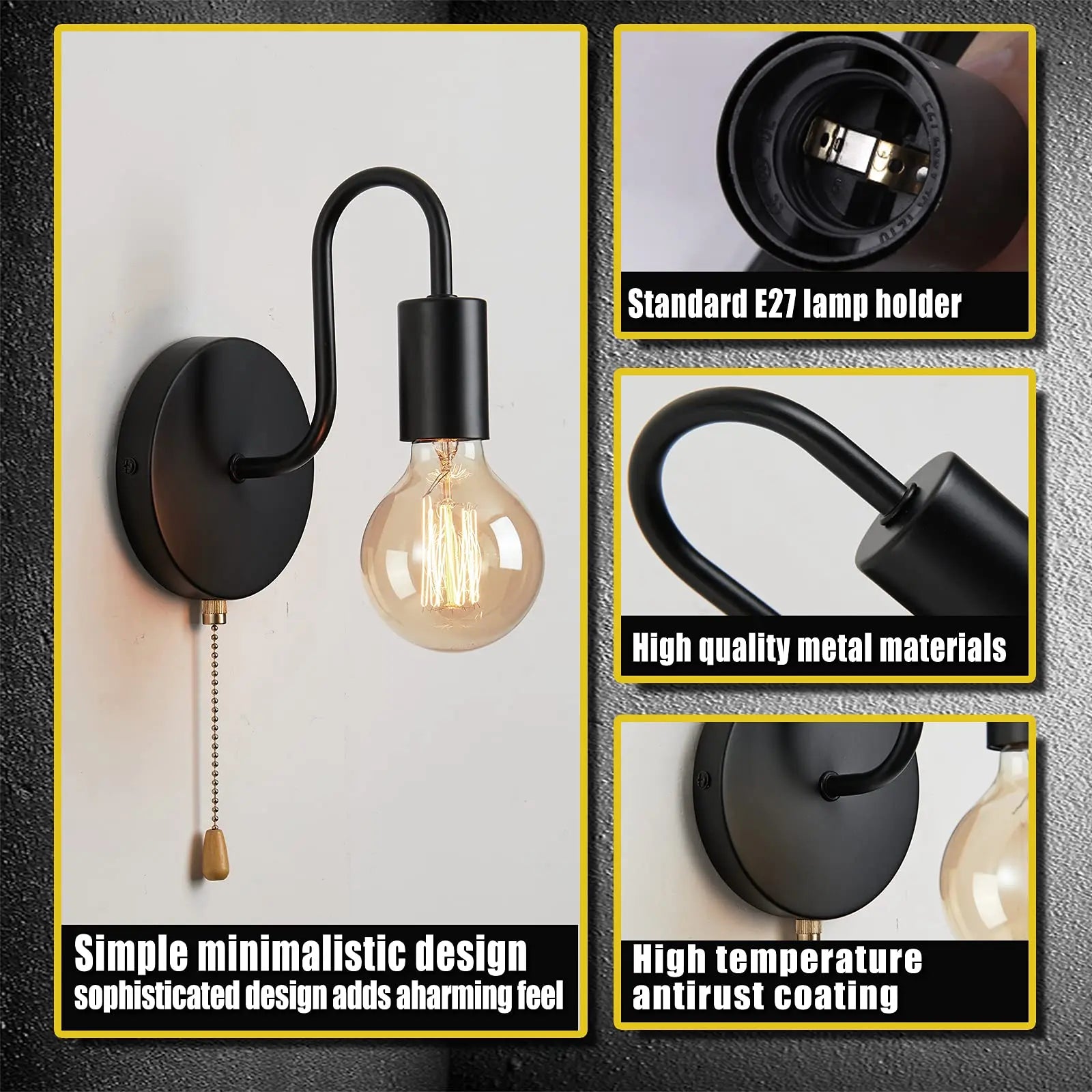 Nordic Industrial Wall Lamp – Vintage Black Iron Wall Light Fixture