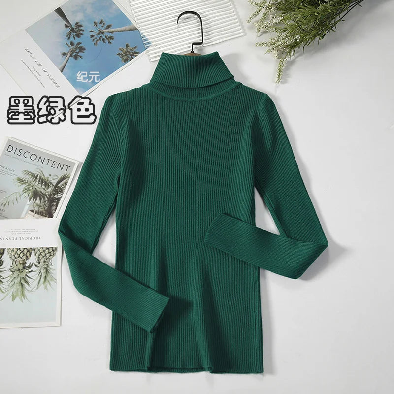 Women’s Thick Ribbed Turtleneck Sweater – Soft Knitted Warm Slim Pullover for Autumn & Winter