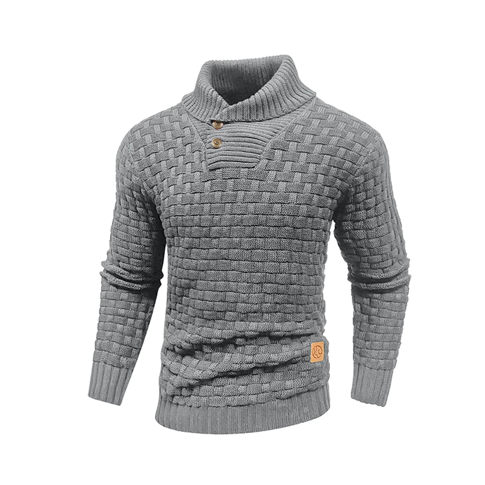 Men’s Winter Knitted Sweater – Soft, Warm & Textured Crew Neck Pullover
