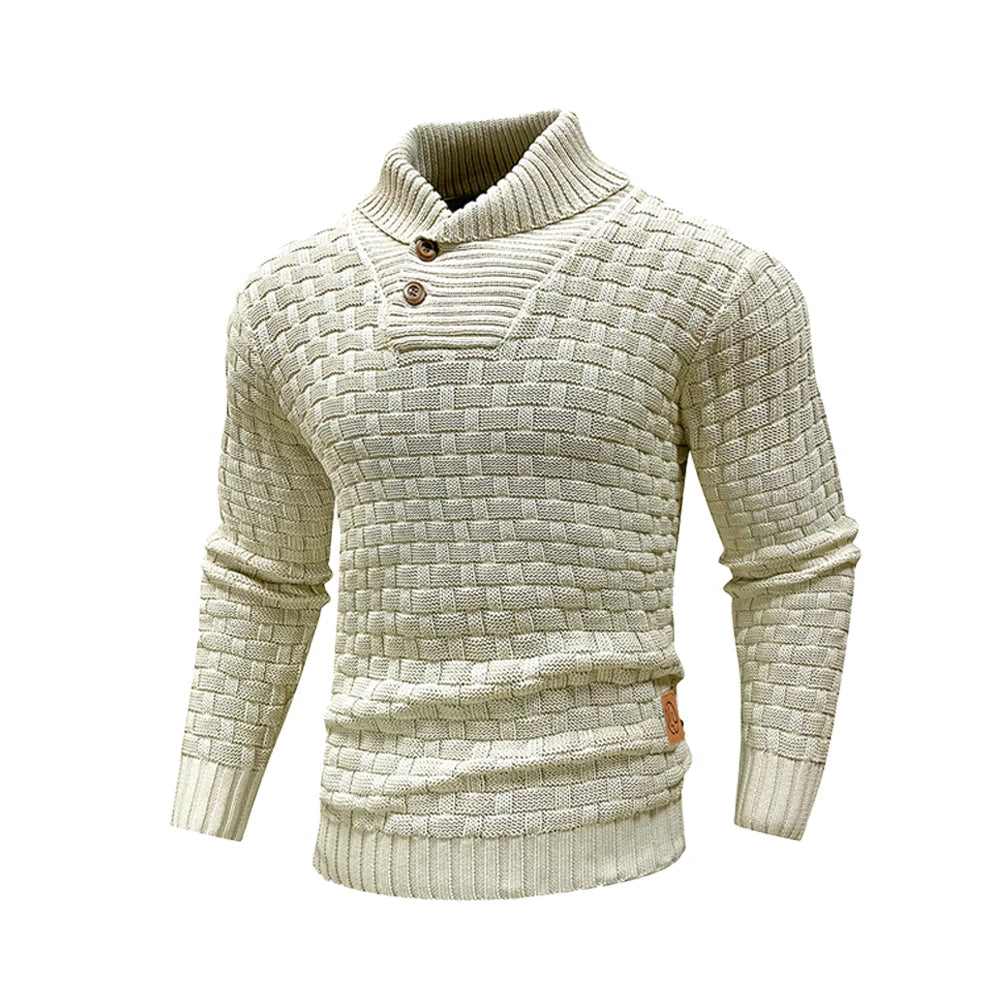 Men’s Winter Knitted Sweater – Soft, Warm & Textured Crew Neck Pullover