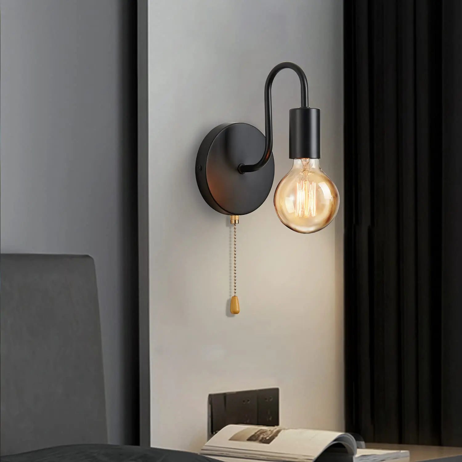 Nordic Industrial Wall Lamp – Vintage Black Iron Wall Light Fixture