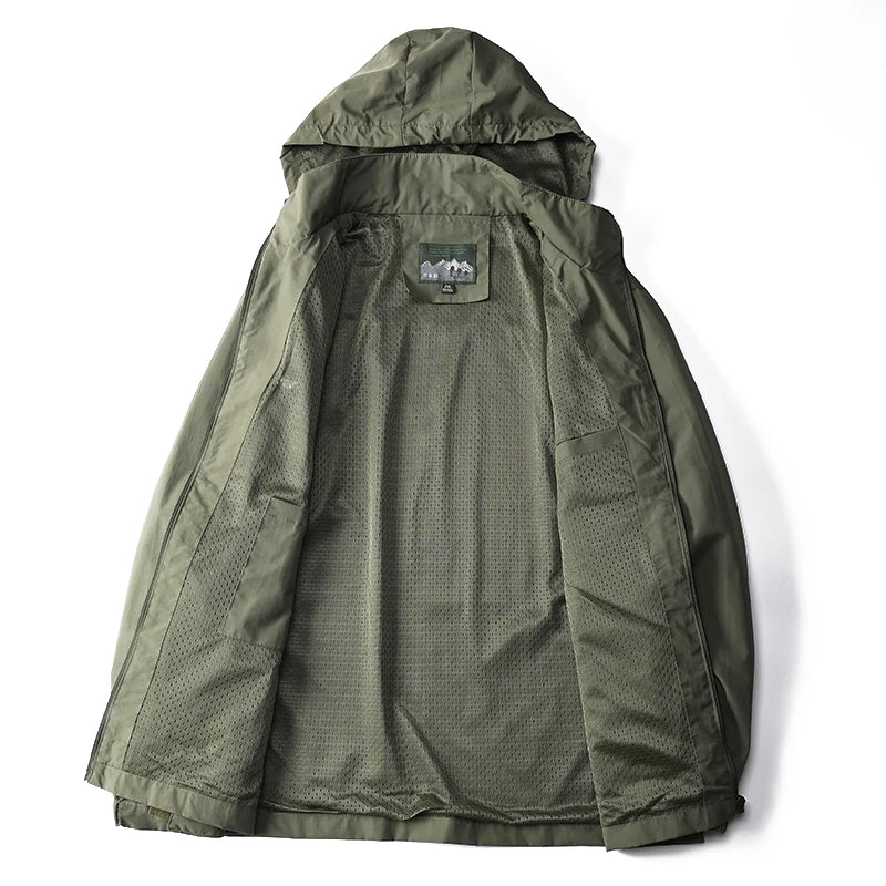 Men’s Tactical Windbreaker Jacket – Waterproof, Lightweight & Hooded