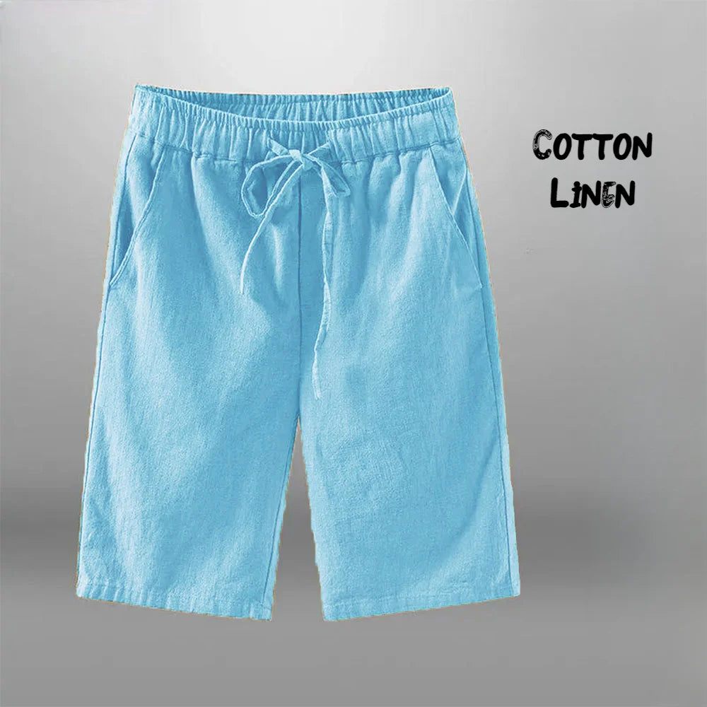 Men’s Cotton Linen Casual Shorts – Breathable Summer Beachwear