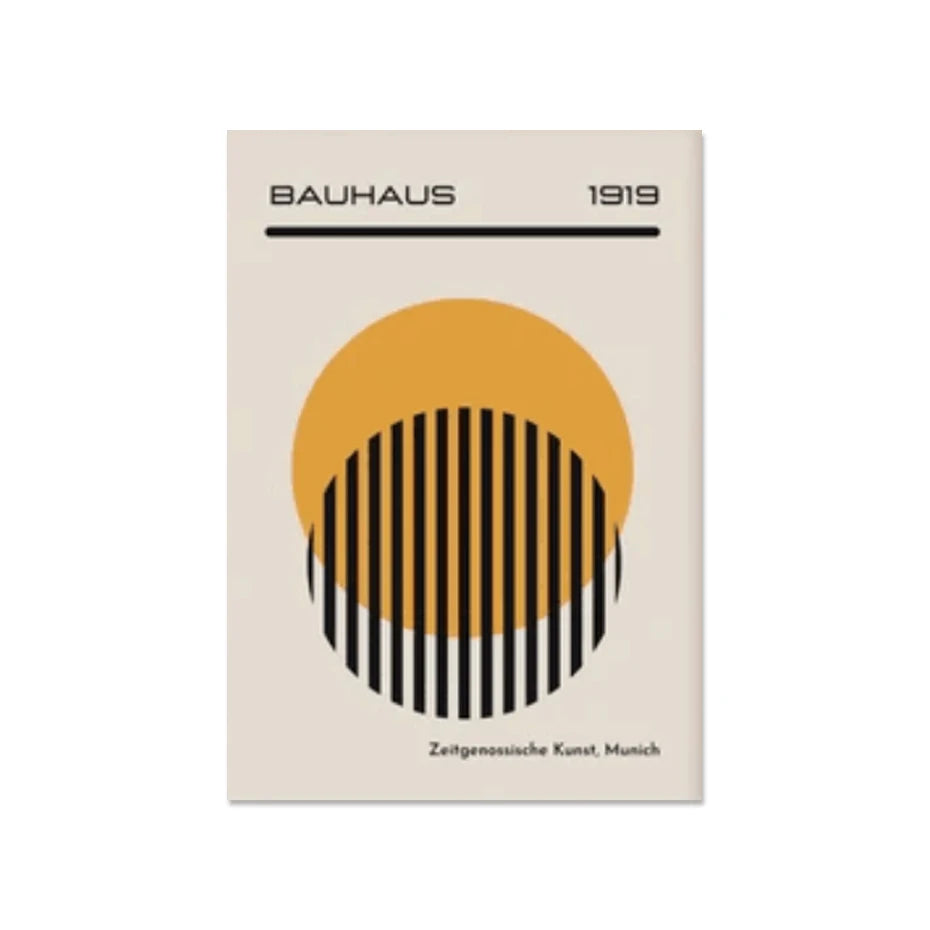 Mid-Century Modern Bauhaus Abstract Geometric Canvas Wall Art