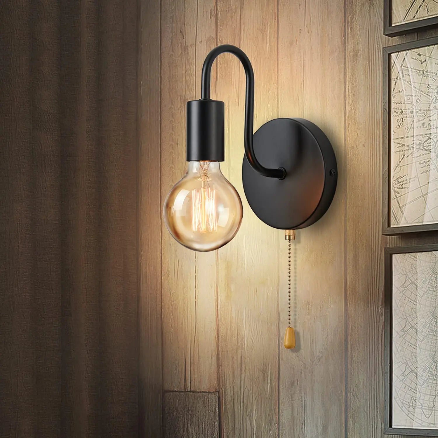 Nordic Industrial Wall Lamp – Vintage Black Iron Wall Light Fixture