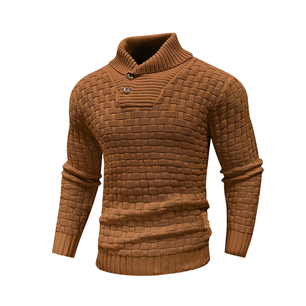Men’s Winter Knitted Sweater – Soft, Warm & Textured Crew Neck Pullover