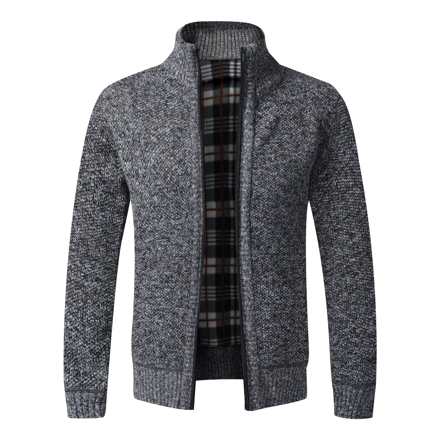 Men’s Warm Knitted Fleece Cardigan – Luxury Full-Zip Winter Sweater Jacket