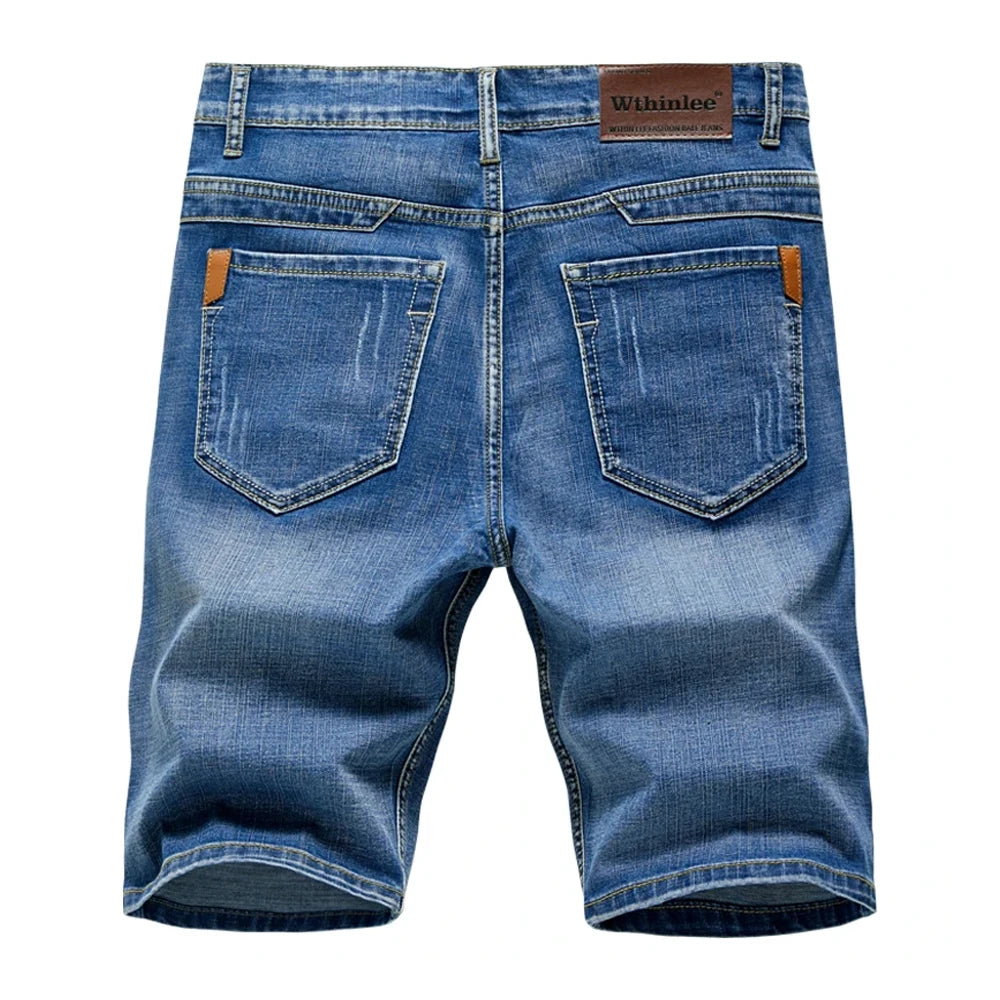 Men’s Summer Denim Shorts – Classic Stretch Straight Fit Jeans