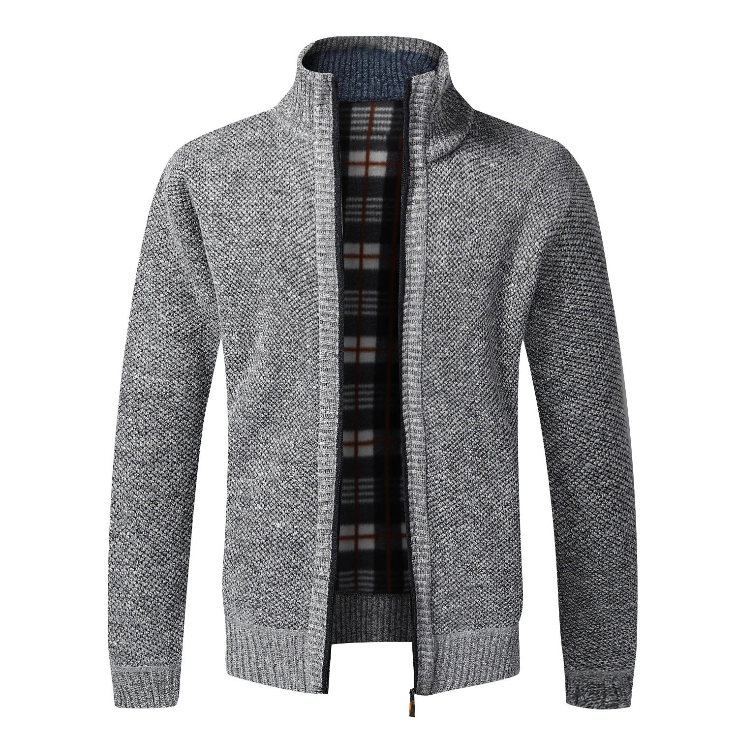 Men’s Warm Knitted Fleece Cardigan – Luxury Full-Zip Winter Sweater Jacket