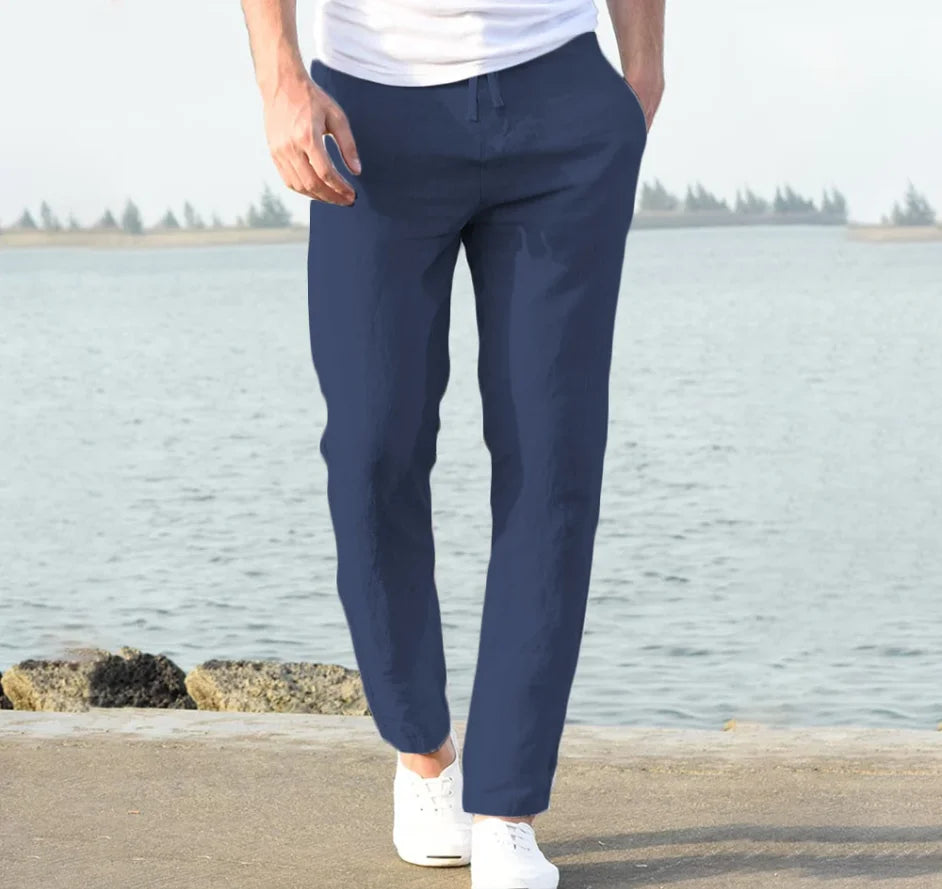 Men’s Cotton Linen Summer Pants – Breathable Loose Casual Trousers