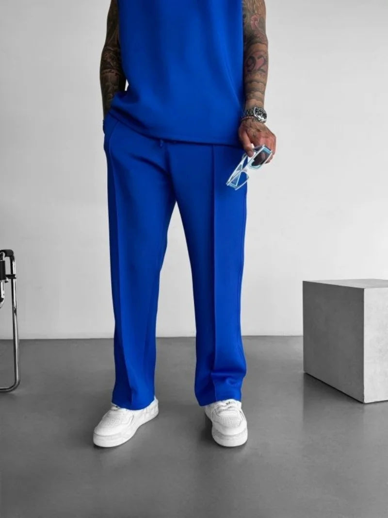 Men’s Casual Drawstring Pants – Elastic Waist, Pleated Design, Everyday Comfort
