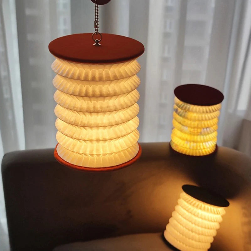 Japanese-Style Foldable LED Lantern – Creative Rechargeable Table Lamp