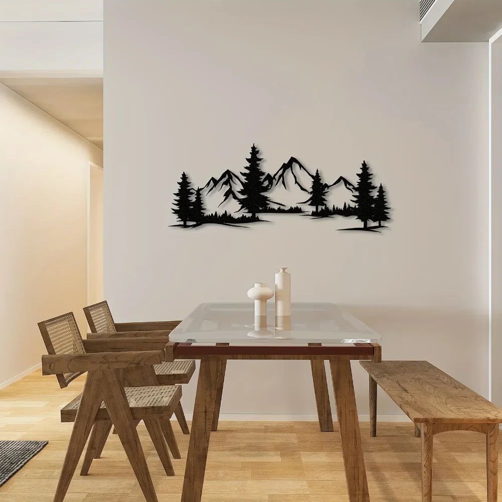 Rustic Metallic Forest & Mountain Wall Art
