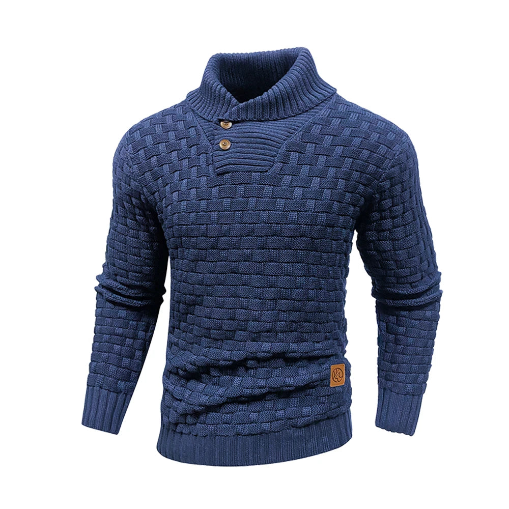 Men’s Winter Knitted Sweater – Soft, Warm & Textured Crew Neck Pullover