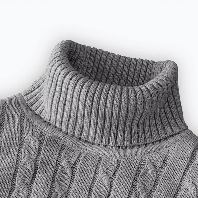 Men’s High Neck Knitted Sweater – Warm, Soft & Stylish Winter Turtleneck Pullover