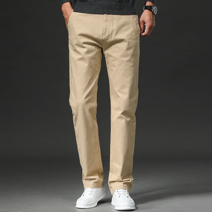 Men’s Stretch Cotton Chino Pants – Classic Straight Fit Smart Casual Trousers