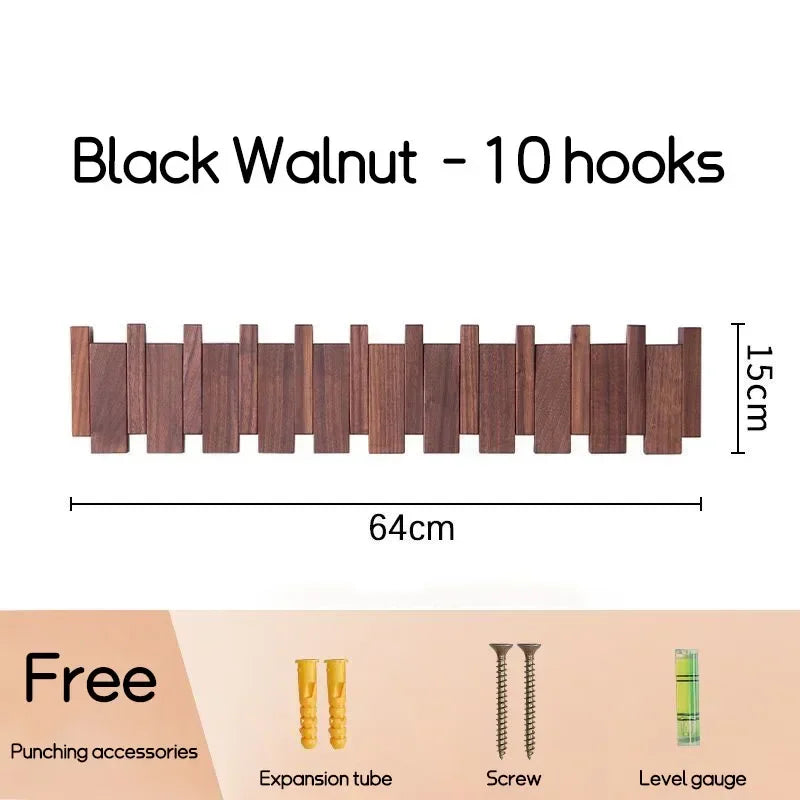 Wall-mounted Solid Wood Coat Rack