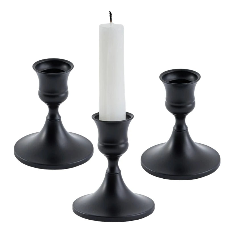 3-Piece Brass Gold Candlestick Holder Set