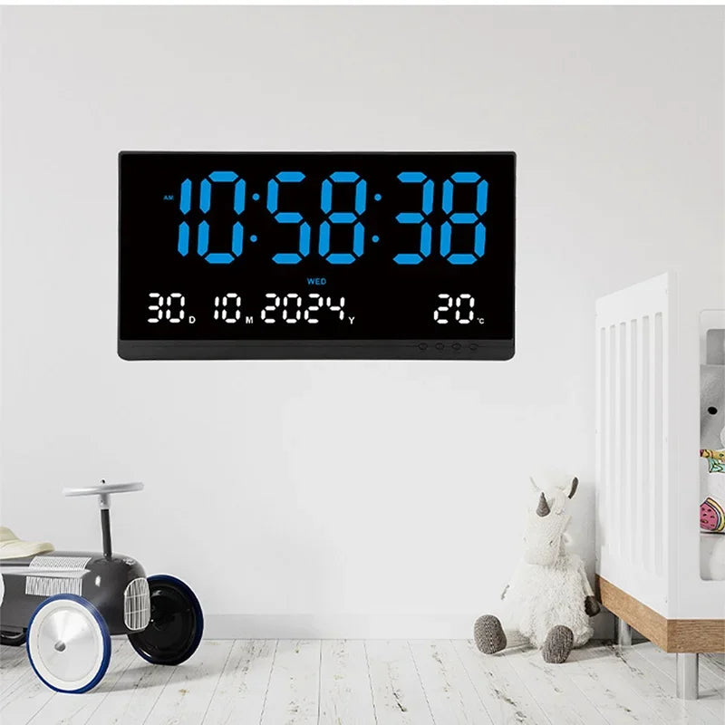 Minimalist LED Wall Clock 21” with Date & Temperature Display