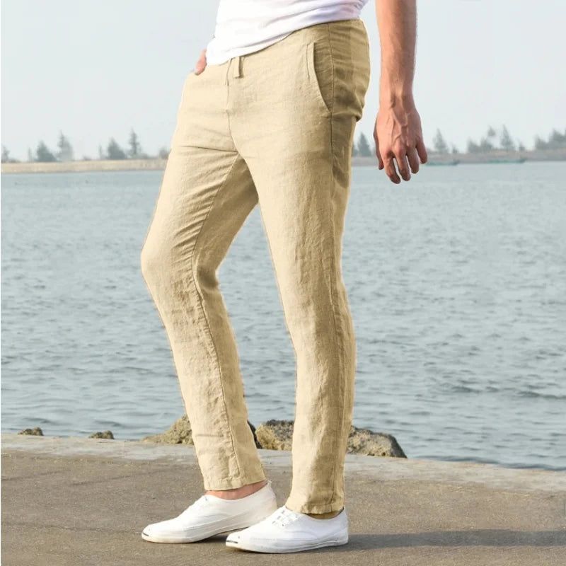 Men’s Cotton Linen Summer Pants – Breathable Loose Casual Trousers