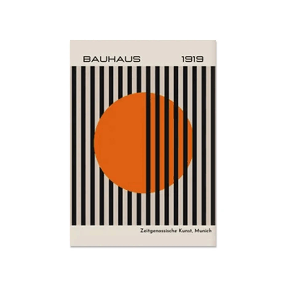 Mid-Century Modern Bauhaus Abstract Geometric Canvas Wall Art