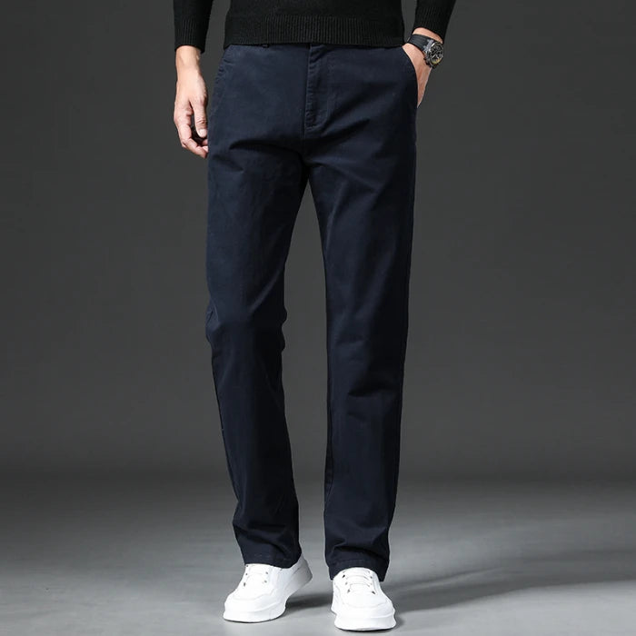 Men’s Stretch Cotton Chino Pants – Classic Straight Fit Smart Casual Trousers