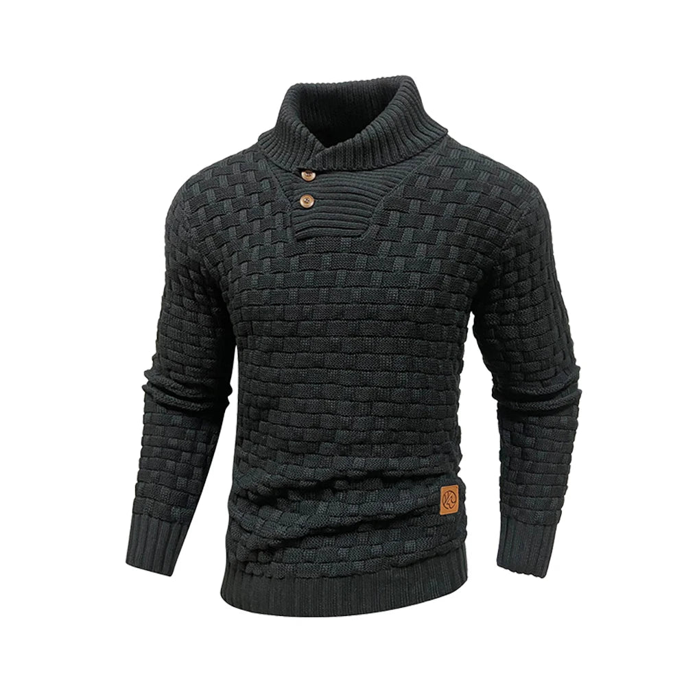 Men’s Winter Knitted Sweater – Soft, Warm & Textured Crew Neck Pullover