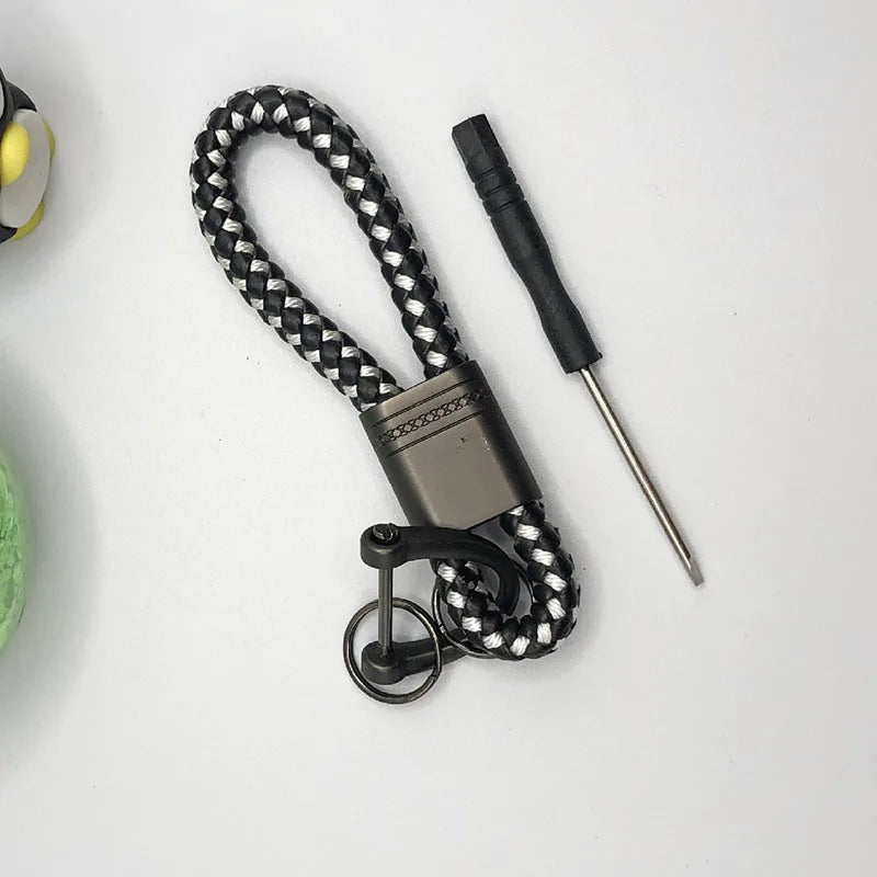 Hand-Woven Leather Keychain