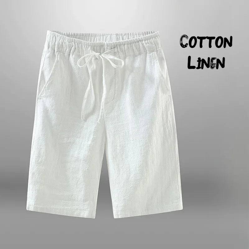Men’s Cotton Linen Casual Shorts – Breathable Summer Beachwear