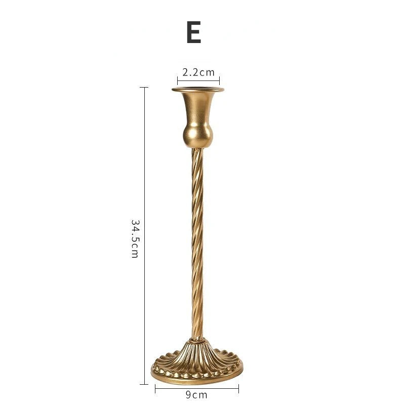 3-Piece Brass Gold Candlestick Holder Set