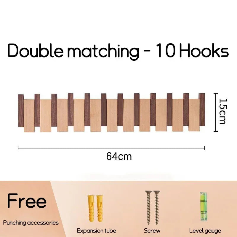 Wall-mounted Solid Wood Coat Rack