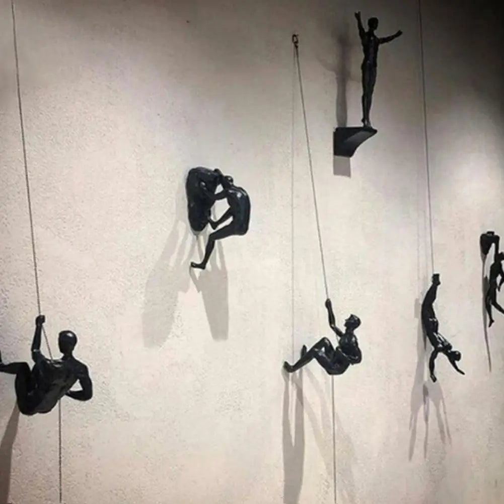 Athlete Rock Climbing Man Resin Wall Sculpture